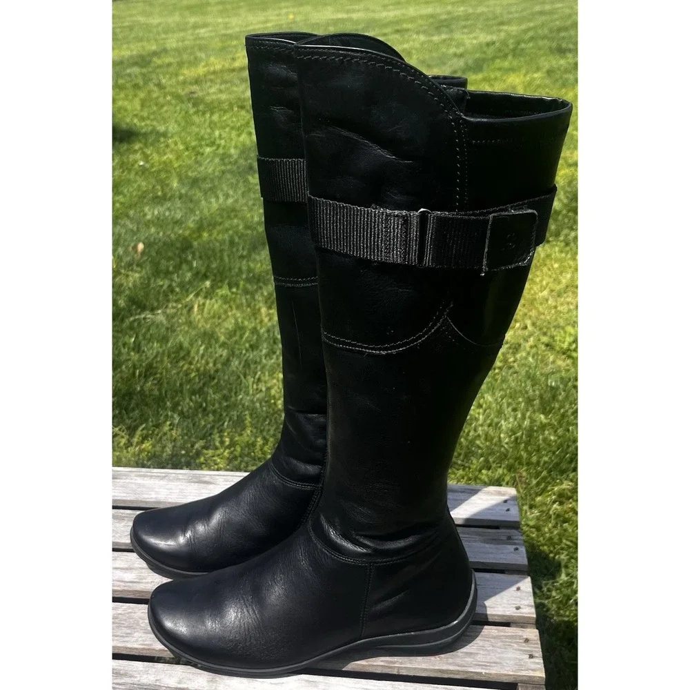 Paul Green Knee High Riding Boots Black Leather‎ Women's Shoe Size 6.5 UK 4